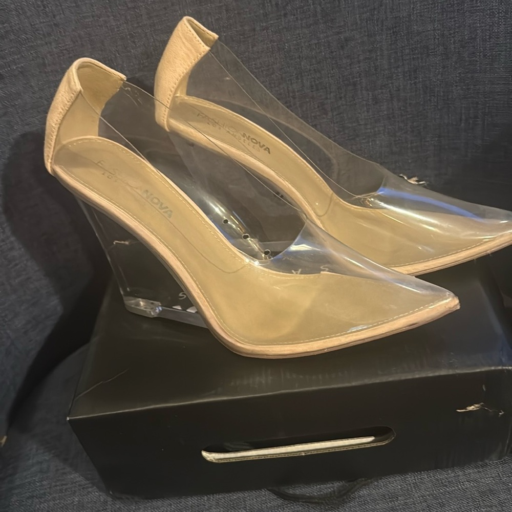 Clear/nude  wedge heel from fashion nova